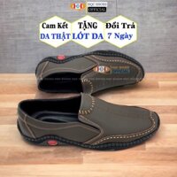 Giày mọi nam HQC SHOES da bò nappa đế cao su khâu chỉ bảo hành 12 tháng HQ004
