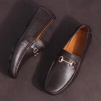 Giày Mọi Nam MICHILUX Horse Bit Moccasin CIEHM Da Bò Thật Màu Nâu Sẫm