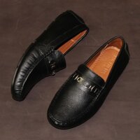 Giày Mọi Nam MICHILUX Horse Bit Moccasin CSHM0 Da Bò Thật Màu Đen