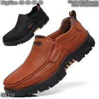 Giày mọi xỏ da thật, giày lười cỡ lớn 45 46 47 48 cho nam cao to chân ú bè. Big size slip-on shoes for wide feet - GL310