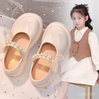 Giày một lớp Giày da mùa xuân thu trẻ em thời trang Lolita trẻ em lớn vừa 2024 mẫu mới phong cách Tây Phong Cách Công Chúa Đế mềm bé gái YGHW