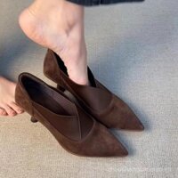 Giày mũi nhọn cao cấp phong cách Pháp mới, mùa thu 2025, giày cao gót thanh lịch, đa năng, không trượt