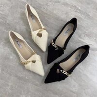 Giày Mũi Nhọn Nữ Đế Mềm Giày Đế Bằng Phong Cách Mới Mùa Hè Phù Hợp Với Giày Chanel Phong Cách Pháp Bốn Mùa Giày Muỗng Đen