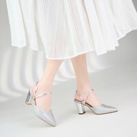 Giày MWC 3540 - Giày Cao Gót Đế Vuông 7cm, Cao Gót Mũi Nhọn, Cao Gót Quai Hậu Sang Trọng