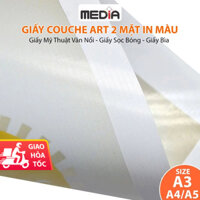 Giấy Mỹ Thuật Gân In Màu Media 2 Mặt A4/A3 50 Tờ, Giấy In Màu Couche Bóng Sọc, Giấy Nghệ Thuật Vân