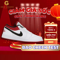Giày nam Air Jordan 1 Low White Red Black 553558-118 chính hãng, jordan 1 real full box GOLD_SNEAKER