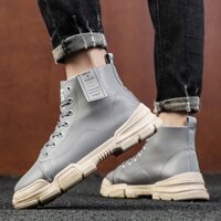 Giày nam cổ cao da màu xám Kibendd mới chất đẹp 0+0