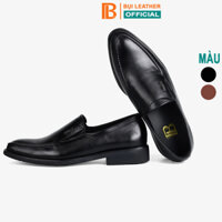 Giày nam công sở da bò nappa cao cấp, giày lười G114- Bụi leather- hộp sang trọng - 43 - Màu Đen