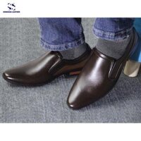 Giày Nam Công Sở Da Bò Nappa Khâu Tay Cao Cấp Songhan Leather SM01. Giày Lười Da Đế Cao Su Bảo Hành 12 Tháng - Nâu - 43