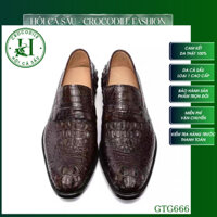 Giày nam công sở da cá sấu cao cấp màu nâu or đen GTG666 - HỘI CÁ SẤU CROCODILE -Bảo hành 5 năm