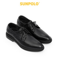 Giày nam Da bò cao cấp SUNPOLO giày đi làm công sở cột dây đế cao 3.2cm SPH296