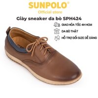 Giày nam Da bò SUNPOLO phong cách vintage trẻ trung buộc dây SPH424