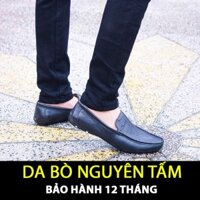 Giày nam dáng lười da bò thật cao cấp, giày tây đế bằng đục lỗ thoáng khí không gây hôi chân TUXILO TX01