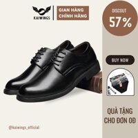 Giày nam đẹp cao cấp da bò mũi tròn trẻ trung KAIWINGS Giày derby nam công sở buộc dây GD55
