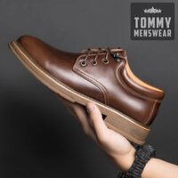 Giày Nam Đẹp Da Bò Cao Cấp Phong Cách TOMMY Giày Đốc Nam Cổ Ngắn Hàn Quốc GVN07