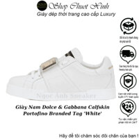 Giày Nam Dolce & Gabbana Calfskin Portofino Branded Tag 'White'