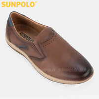 Giày Nam, Giày Lười da Bò SUNPOLO SPH423 Xanh navy, Nâu - 38 - Màu Nâu
