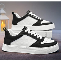Giày nam - Giày sneaker nam da PU mềm, màu trắng, đen V4