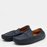 Giày Nam Gucci GC Navy Blue Microguccissima Leather GG Slip On Loafers