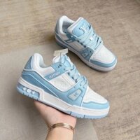 Giày Nam LV Louis Vuitton trainer Màu Trắng Xanh Lam Lai au [Miễn Phí Vận Chuyển]