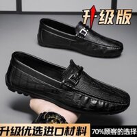 Giày nam mùa hè 2025, giày da nhẹ nhàng, thời trang mới, giày văn phòng màu đen, giày đa năng màu xanh lá cây cho nam