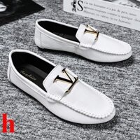 Giày Nam Mùa Hè Thoáng Khí Da Nam Slip-On Giày Thể Thao Thường Ngày Lười Trắng Đậu Hà Lan Giày Hợp Thời Trang Nam