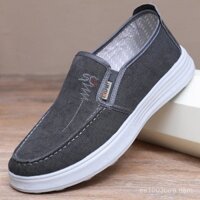 Giày nam Old Beijing 2025 mới, giày lười canvas nam cổ thấp, giày bố thoải mái