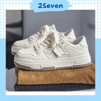Giày nam sneaker thể thao da PU màu trắng hot trend 2024, đế cao su non 5cm êm chân - GH56 - 2Seven