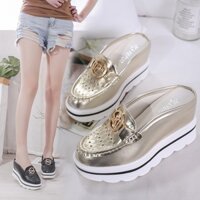 Giày Nêm Nữ Thanh Lịch Slip Closed Toe Giày Bảo Bối Thoải Mái Giày Đi Bộ 9cm Giày Cao Gót