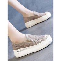 Giày ngư dân lười xỏ chân Xăng đan 2024 hè thu cho Nữ Giày đơn đế dày giày dễ phối thoải mái mặt lưới