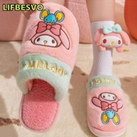 Giày Nhà LIFBESVO, Dép Sang Trọng Sanrio Hello Kitty Ấm Áp Mùa Đông, Giai Điệu Chính Hãng Kuromi Cinnamoroll Dép Nữ Trong Nhà Chống Trơn Trượt Năm Xmas