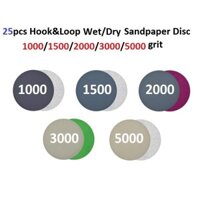 Giấy nhám 125mm 1000 1500 2000 3000 5000 Grit 25 chiếc Móc đính kèm & Vòng Ba Lan