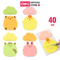 Giấy nhớ giấy nhắn hình hoa quả 73mm x 60mm Deli - Giấy note ghi chú -  1 tệp - 25601 - Mây và thú cưng