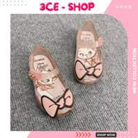 Giầy nhựa dẻo thơm hoạ tiết nơ 3D nổi bật màu hồng nhũ lấp lánh, giầy búp bê ME.LISA mẫu mới nhất cho bé gái