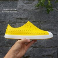 Giày nhựa đi mưa nam nữ - Chất liệu nhựa xốp siêu nhẹ - Màu vàng đế trắng [Hot]
