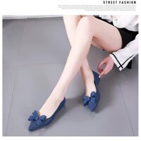 Giày Nhựa Đi Mưa Phong Cách Hàn Quốc Mũi Nhọn Đế Bệt Chống Trơn