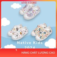 Giày nhựa Native 2024 cho bé, đi mùa hè, đi biển - Chất liệu EVA mềm nhẹ êm ( Tặng kèm 4jbz ngộ nghĩnh)