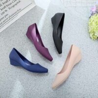 Giầy Nhựa Nữ GNN18 Dẻo Thơm Thời Trang Cao Cấp Đế Xuồng Mũi Nhọn Trơn Không Nơ Đi Mưa Đẹp Giá Rẻ