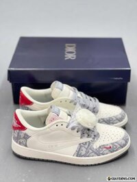 Giày Nike Air Jordan 1 Low Travis Scott Dior White Grey