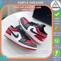 Giày Nike Jordan 1 Low Bred Toe 🔴CHÍNH HÃNG🔴 Nike Air Jordan 1 Unisex Cổ Thấp Màu Đỏ Đen [553560-612] - Simple Sneaker