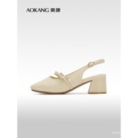 Giày nữ Aokang mùa hè mới thoải mái mũi kín gót chunky sandal thời trang hàng ngày ngọt ngào
