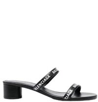 Giày Nữ Balenciaga Logo Round Slippers Sandals 'Black'