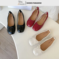 Giày nữ bệt đế lười phối nơ trơn form búp bê mũi tròn ôm chân đẹp, đơn giản, basic màu đen, trắng, đỏ - L116