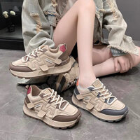 Giày nữ buộc dây chữ M đế cao 5 phân freeship, Giày thể thao nữ cao cấp đế dày chất da mềm êm chân phong cách Hàn Quốc