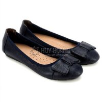 Giày nữ búp bê da bò màu xanh đen PH7908