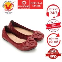 Giày nữ búp bê Huy Hoàng da bò màu đỏ đô HP7909