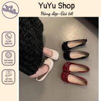 Giày nữ búp bê mũi tròn đình nơ đế 3 phân mềm dẻo full hộp