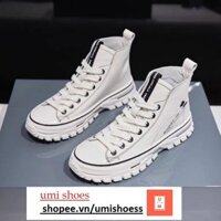 Giày nữ cao cổ SUPERIN trắng đen basic đế răng cưa êm chân da mềm đi chơi đi học mẫu mới đế chống trơn giá rẻ