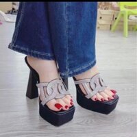 Giày nữ, cao gót Ngọc Trinh Store đúp quai bảng xoắn chữ X cao 12 cm phiên bảng mới ra . DÉP SHOES