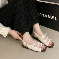 Giày nữ cỡ lớn size 41-43, dép sandal retro không gót, thời trang đa năng cho chân váy, giày Roman bãi biển